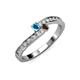 3 - Orane London Blue Topaz and Smoky Quartz with Side Diamonds Bypass Ring 