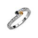 3 - Orane Black Diamond and Citrine with Side Diamonds Bypass Ring 