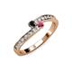 3 - Orane Black Diamond and Rhodolite Garnet with Side Diamonds Bypass Ring 