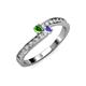3 - Orane Green Garnet and Tanzanite with Side Diamonds Bypass Ring 