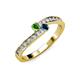 3 - Orane Green Garnet and Blue Diamond with Side Diamonds Bypass Ring 