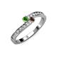 3 - Orane Green Garnet and Smoky Quartz with Side Diamonds Bypass Ring 