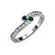 3 - Orane Blue Diamond and Emerald with Side Diamonds Bypass Ring 
