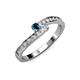 3 - Orane Blue and White Diamond with Side Diamonds Bypass Ring 