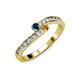 3 - Orane Blue Diamond and Citrine with Side Diamonds Bypass Ring 