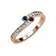 3 - Orane Blue Diamond and Red Garnet with Side Diamonds Bypass Ring 