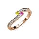 3 - Orane Yellow Diamond and Pink Sapphire with Side Diamonds Bypass Ring 