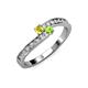 3 - Orane Yellow Diamond and Peridot with Side Diamonds Bypass Ring 