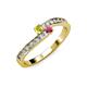 3 - Orane Yellow Diamond and Rhodolite Garnet with Side Diamonds Bypass Ring 