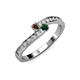 3 - Orane Smoky Quartz and Emerald with Side Diamonds Bypass Ring 