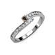 3 - Orane Smoky Quartz and Diamond with Side Diamonds Bypass Ring 
