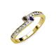 3 - Orane Smoky Quartz and Iolite with Side Diamonds Bypass Ring 