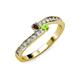 3 - Orane Smoky Quartz and Peridot with Side Diamonds Bypass Ring 