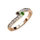 3 - Orane Smoky Quartz and Green Garnet with Side Diamonds Bypass Ring 