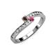 3 - Orane Smoky Quartz and Rhodolite Garnet with Side Diamonds Bypass Ring 