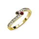 3 - Orane Smoky Quartz and Ruby with Side Diamonds Bypass Ring 