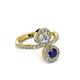 3 - Kevia Blue Sapphire and Diamond with Side Diamonds Bypass Ring 