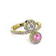 3 - Kevia Pink Sapphire and Diamond with Side Diamonds Bypass Ring 