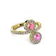 3 - Kevia Pink Sapphire and Pink Tourmaline with Side Diamonds Bypass Ring 