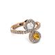 3 - Kevia Citrine and White Sapphire with Side Diamonds Bypass Ring 