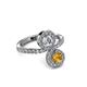 3 - Kevia Citrine and Diamond with Side Diamonds Bypass Ring 