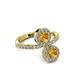 3 - Kevia Citrine with Side Diamonds Bypass Ring 