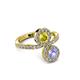 3 - Kevia Tanzanite and Yellow Diamond with Side Diamonds Bypass Ring 