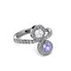 3 - Kevia Tanzanite and White Sapphire with Side Diamonds Bypass Ring 