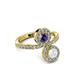 3 - Kevia White Sapphire and Iolite with Side Diamonds Bypass Ring 