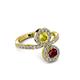 3 - Kevia Ruby and Yellow Diamond with Side Diamonds Bypass Ring 