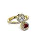 3 - Kevia Ruby and Diamond with Side Diamonds Bypass Ring 