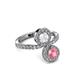 3 - Kevia Pink Tourmaline and White Sapphire with Side Diamonds Bypass Ring 