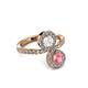 3 - Kevia Pink Tourmaline and White Sapphire with Side Diamonds Bypass Ring 