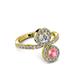 3 - Kevia Pink Tourmaline and Diamond with Side Diamonds Bypass Ring 