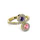 3 - Kevia Pink Tourmaline and Iolite with Side Diamonds Bypass Ring 