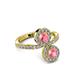 3 - Kevia Pink Tourmaline with Side Diamonds Bypass Ring 