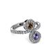 3 - Kevia Iolite and Smoky Quartz with Side Diamonds Bypass Ring 