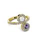 3 - Kevia Iolite and White Sapphire with Side Diamonds Bypass Ring 