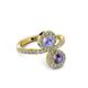 3 - Kevia Iolite and Tanzanite with Side Diamonds Bypass Ring 