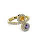 3 - Kevia Iolite and Citrine with Side Diamonds Bypass Ring 