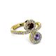3 - Kevia Iolite and Red Garnet with Side Diamonds Bypass Ring 