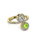 3 - Kevia Peridot and Diamond with Side Diamonds Bypass Ring 
