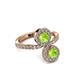 3 - Kevia Peridot with Side Diamonds Bypass Ring 