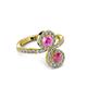 3 - Kevia Rhodolite Garnet and Pink Sapphire with Side Diamonds Bypass Ring 