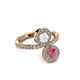 3 - Kevia Rhodolite Garnet and White Sapphire with Side Diamonds Bypass Ring 