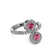 3 - Kevia Rhodolite Garnet with Side Diamonds Bypass Ring 
