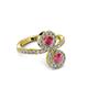 3 - Kevia Rhodolite Garnet with Side Diamonds Bypass Ring 