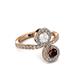 3 - Kevia Red Garnet and White Sapphire with Side Diamonds Bypass Ring 