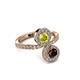 3 - Kevia Red Garnet and Yellow Diamond with Side Diamonds Bypass Ring 