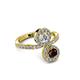 3 - Kevia Red Garnet and Diamond with Side Diamonds Bypass Ring 